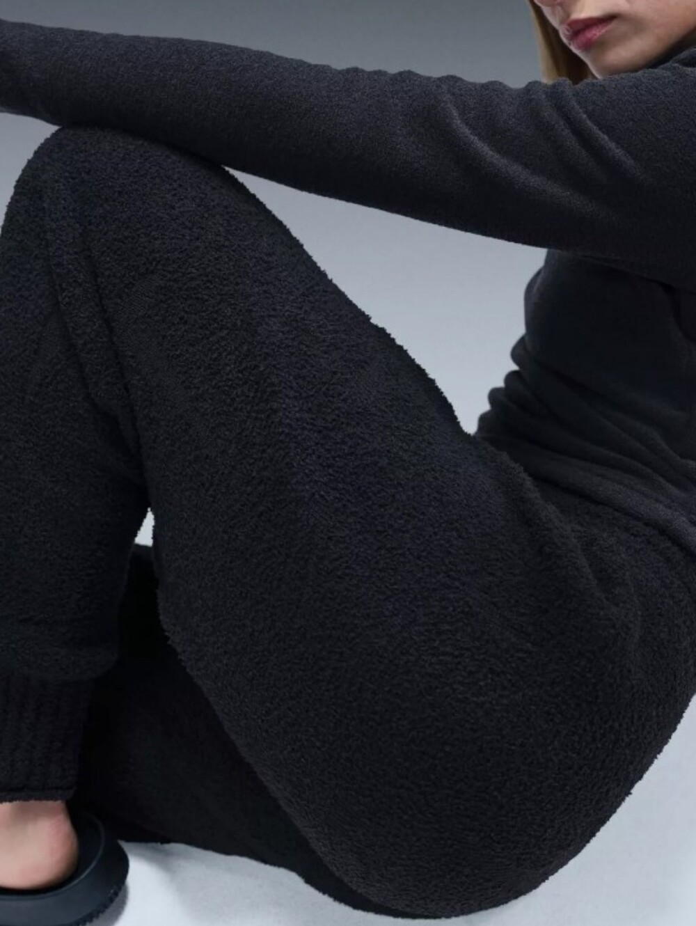 Nike Phoenix Black Pants Boucle High-Waisted Oversized Sweats Size Small Sporty - Picture 10 of 11